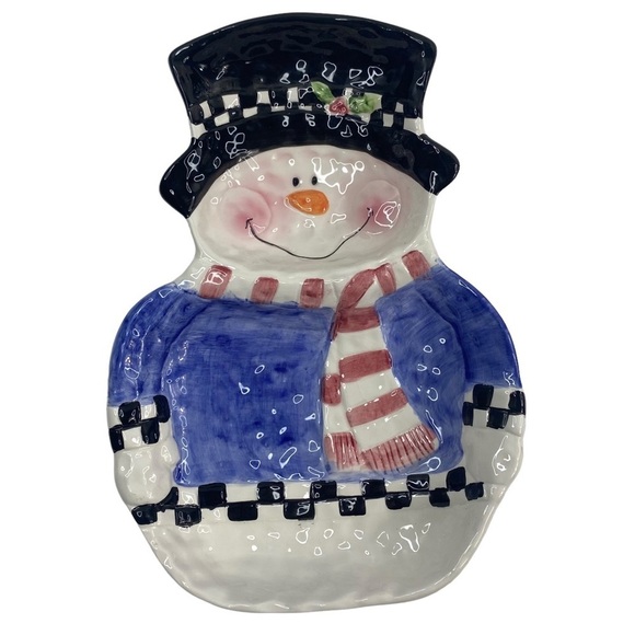 SNOWMAN Serving Bowl Dish Set, Large & Small, With Matching Snowman Spreader - Picture 2 of 15